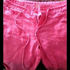 Bebe Pink Linen capris