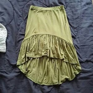 Olive hi-low skirt