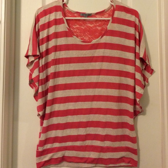 Coral and tan stripe top!