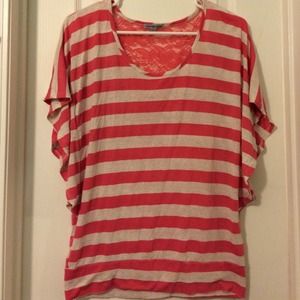 Coral and tan stripe top!