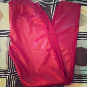 Red leather looking leggings