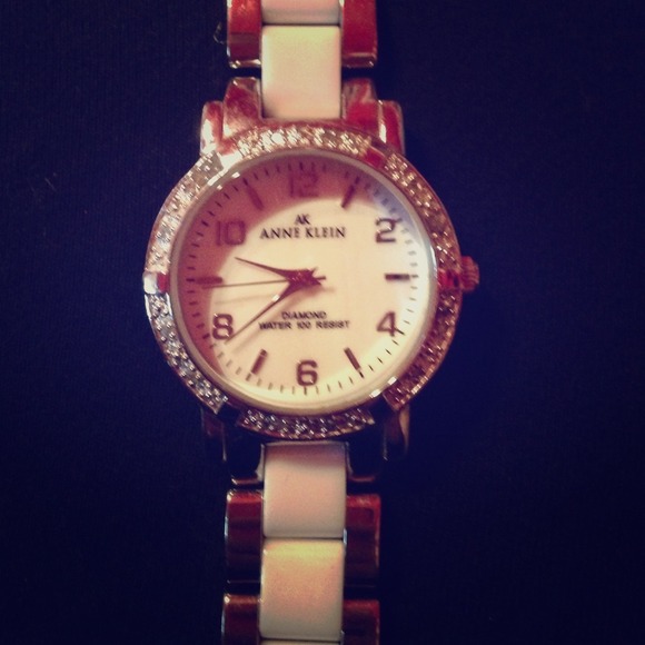 Ann Klein white diamond watch