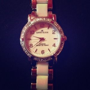 Ann Klein white diamond watch