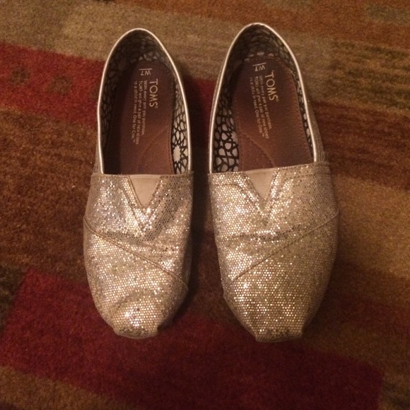 silver sparkly Toms