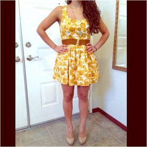 Mustard Floral Dress
