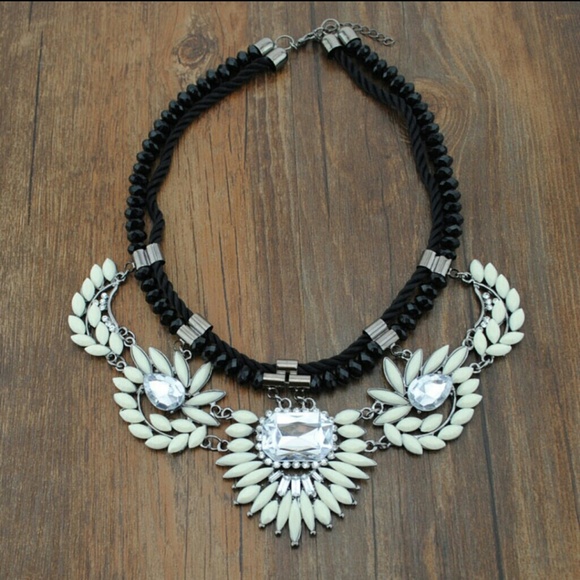 Black and white shourouk style statement necklace