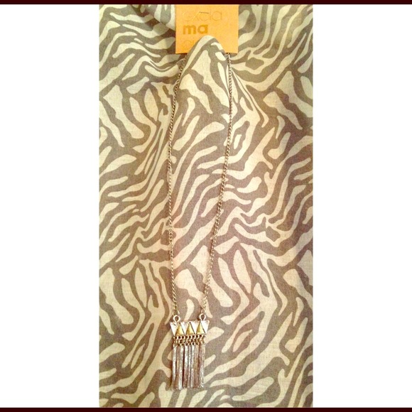 Rustic silver tribal dangling necklace