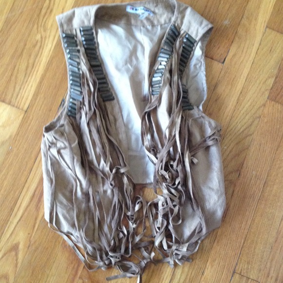 *SOLD* Taupe Fringe Vest