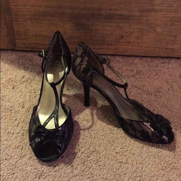 Black lace high heels