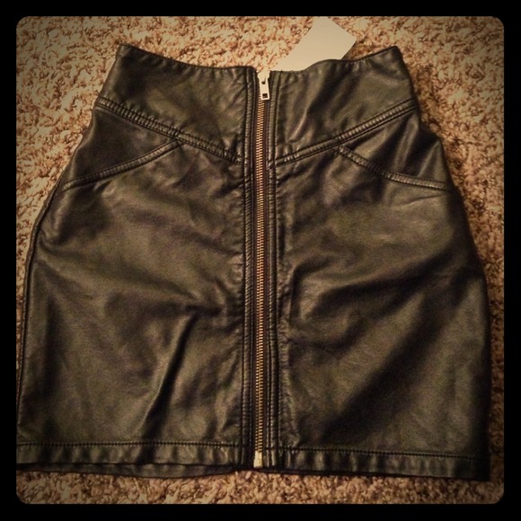 Leather high waisted skirt
