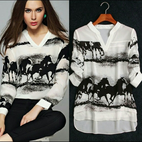 SUPER STYLISH!!Printed Chiffon Shirt.  brand new!!