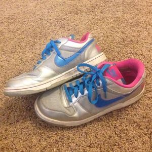 Silver, pink and blue Nikes size 9.5