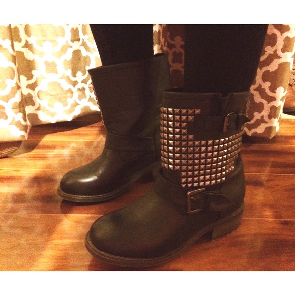 Cute black studded boots