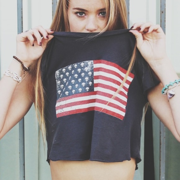 Brandy Melville alien American flag top