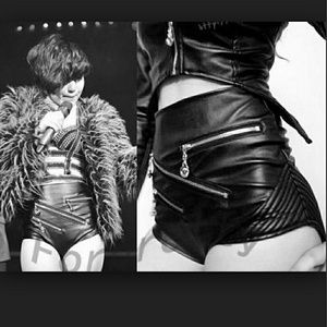 Faux leather high waist shorts with zippers