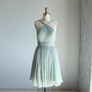 Mint Blue/Dusty Shale Silk Chiffon Dress