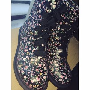 Floral combat boots