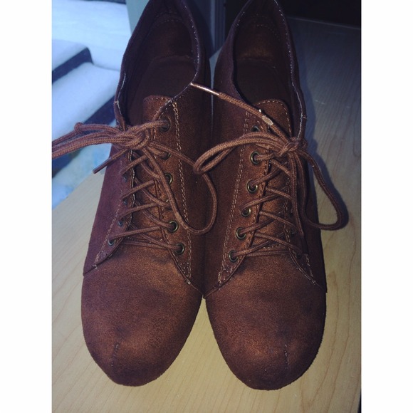 Brown suede wedges