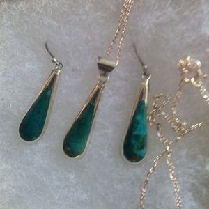 950 sterling silver set with turquoise stones
