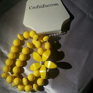 Croft&Barrow Yellow Bead Stretch Bracelet