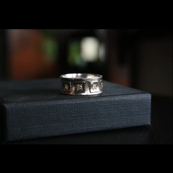 Ring size7, 925 SS, 14k gold accent w Cz.