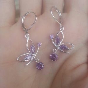 Never worn gp amethyst crystal butterfly earrings