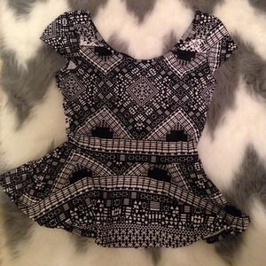 Black and white peplum top, huge bow on the back!