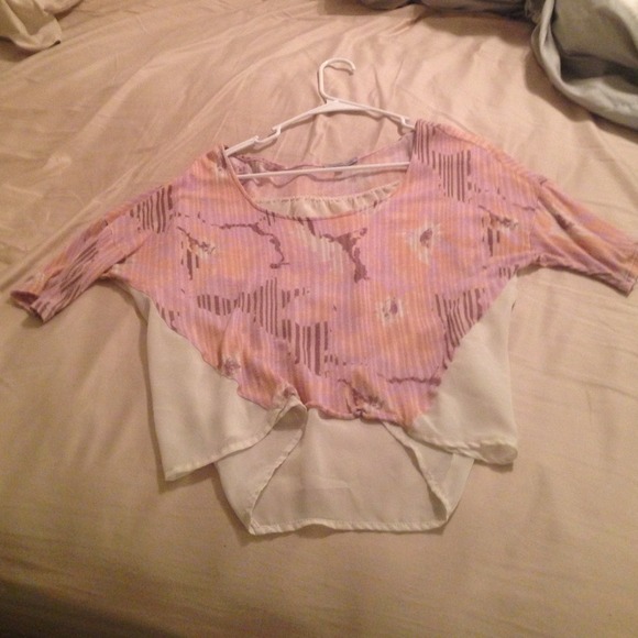 Flowy pink flower top with sheer back