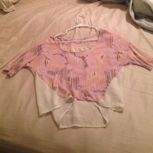 Flowy pink flower top with sheer back