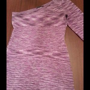 Worm 1x BeBe spacedye purple striped 1sleeve dress