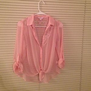 Pink sheer top