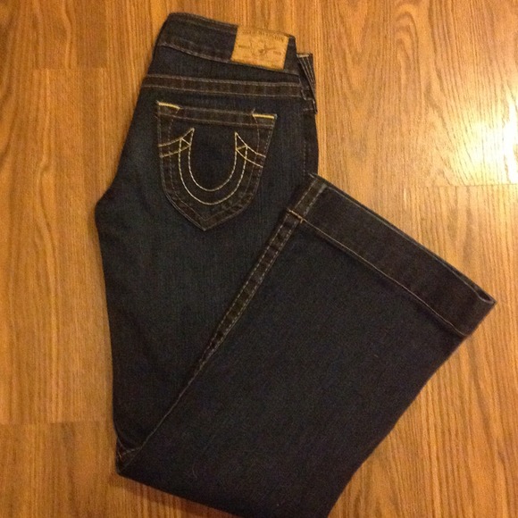 True Religion Denim - TRUE RELIGION CANDICE WIDE LEG DARK WASHED JEANS