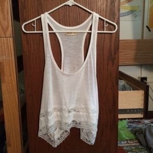 Hollister white crop tank top