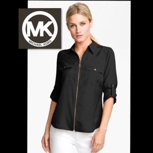 💀 SALE💀Michael Kors Dog Tag Zip Camp Shirt