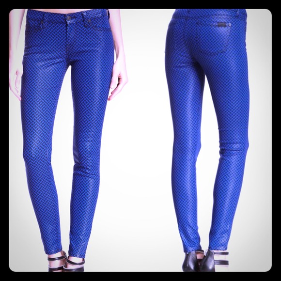 7 For All Mankind The Skinny Coated Printed Jeans