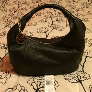 Michael Kors Black Leather Hobo Handbag