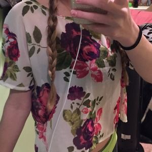 Short Sleeve Sheer Floral Shirt