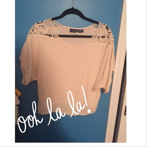 Boxy cream and lace crop top
