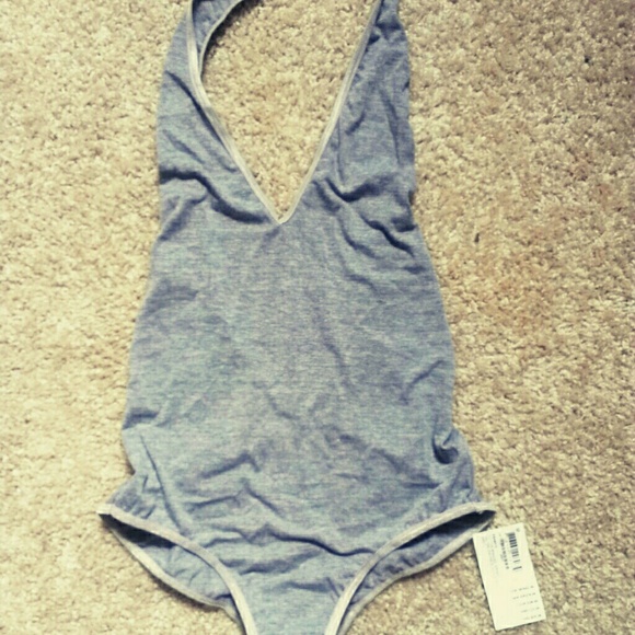 American Apparel gray halter bodysuit M