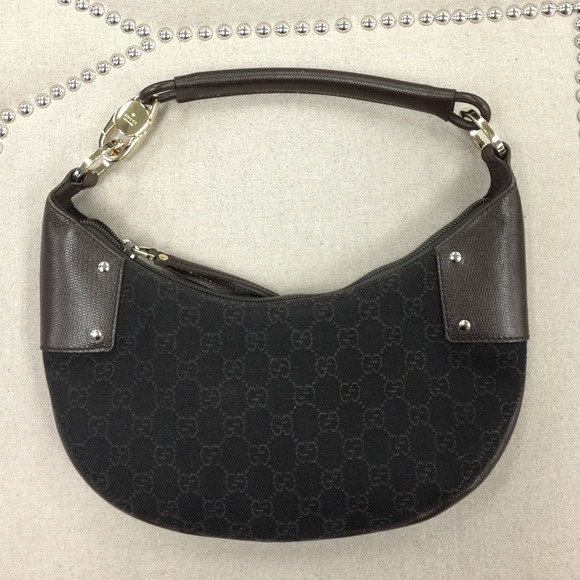 Gucci Handbags - Authentic Gucci brown canvas small hobo