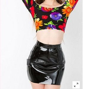 Black vinyl mini skirt from American apparel