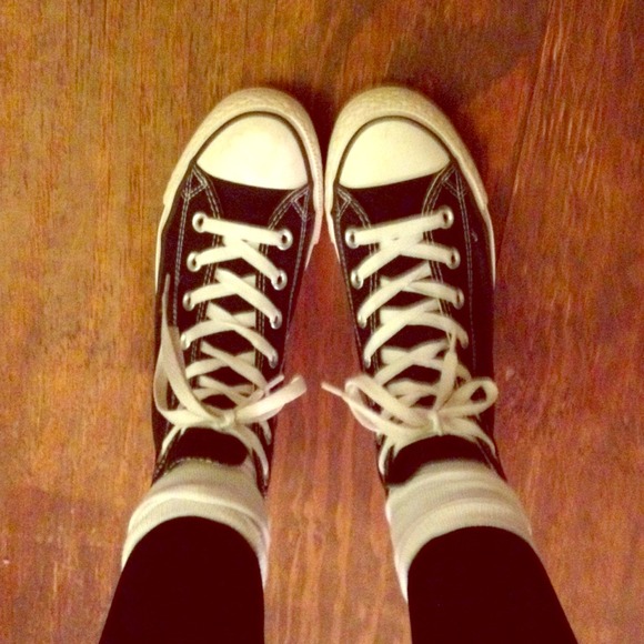 Converse classic black and white high tops