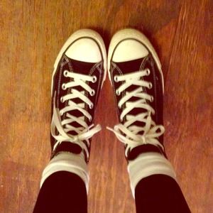 Converse classic black and white high tops