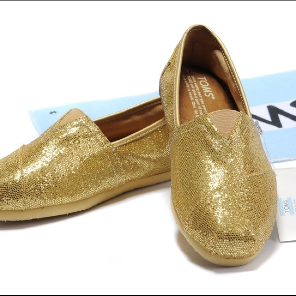 Gold glitter TOMS