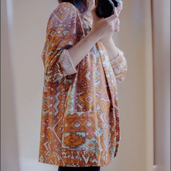 Patterned Single Button Blazer - Picture 2 of 3