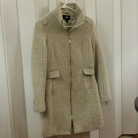 H&M wool-blend coat with gold-tone zipper accent!