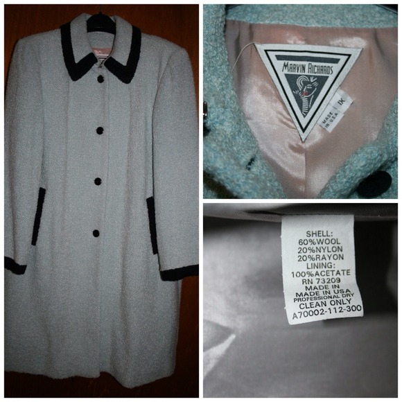 Marvin Richards Long Light Blue Boucle' Coat