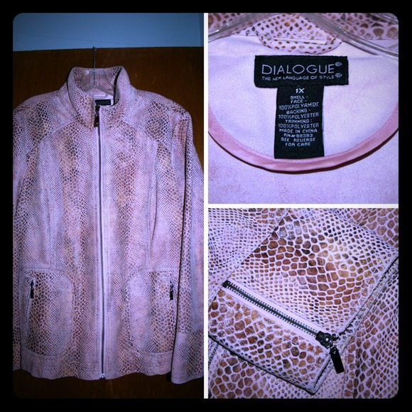 Dialogue Pink Faux Snakeskin Trendy Jacket