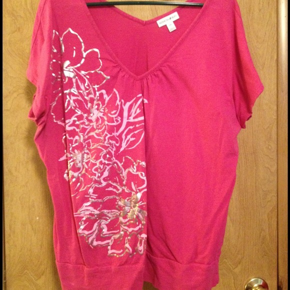 Fashion Bug 2X pink metallic top