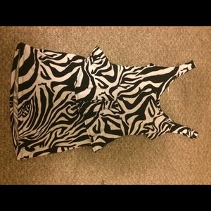 Zebra print, open back, mini dress